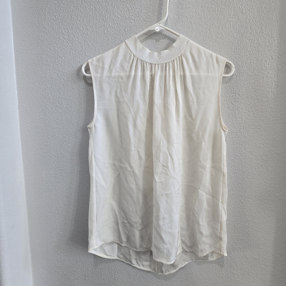 Vince white sheer sleeveless blouse size small